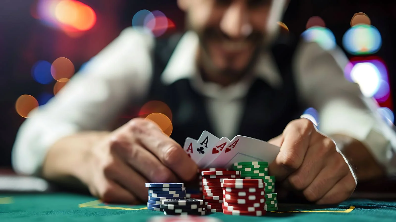 Poker Player Shuffling Cards in Casino — free download from Dotvec