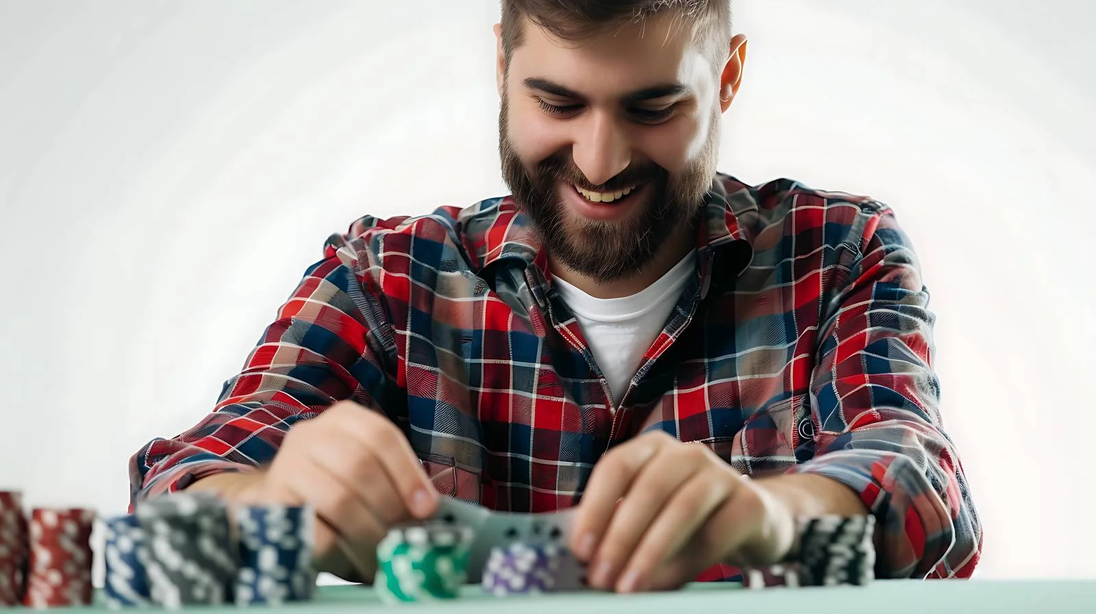 Cheerful Poker Player Shuffling Cards — free download from Dotvec