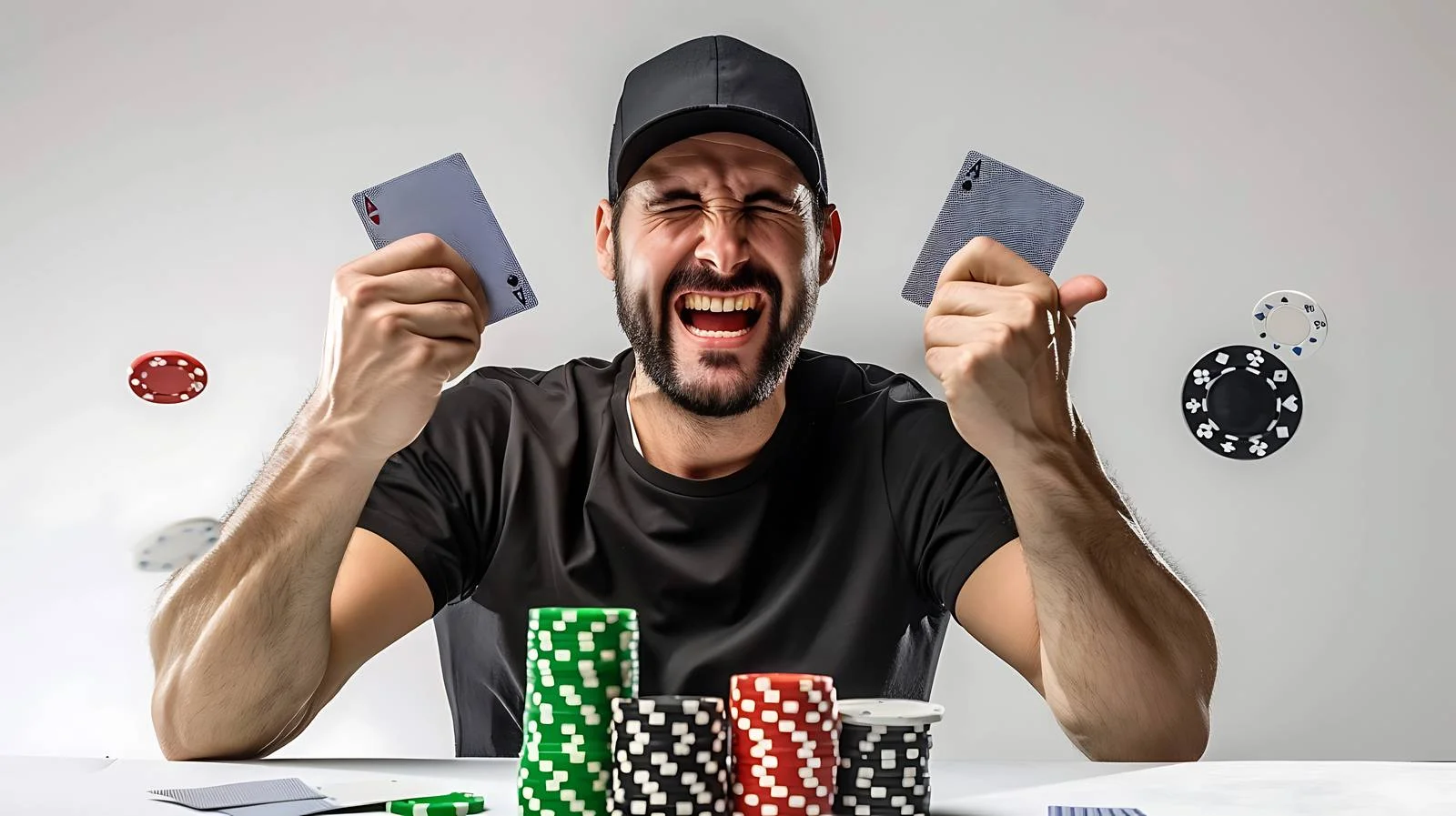 Successful Poker Player Celebrating Win — free download from Dotvec