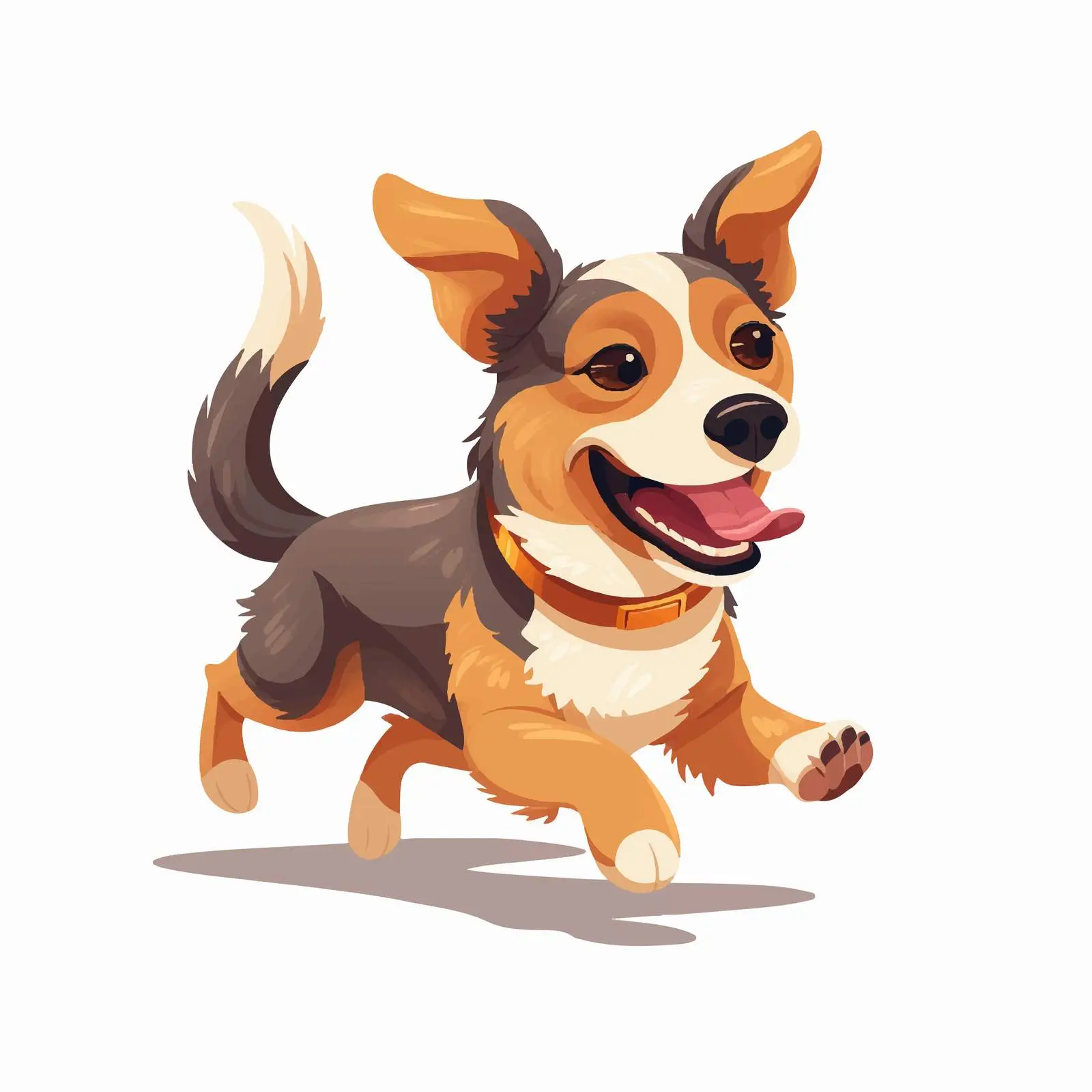 Playful Running Dog with Patched Coat – free digital dog art image from Dotvec