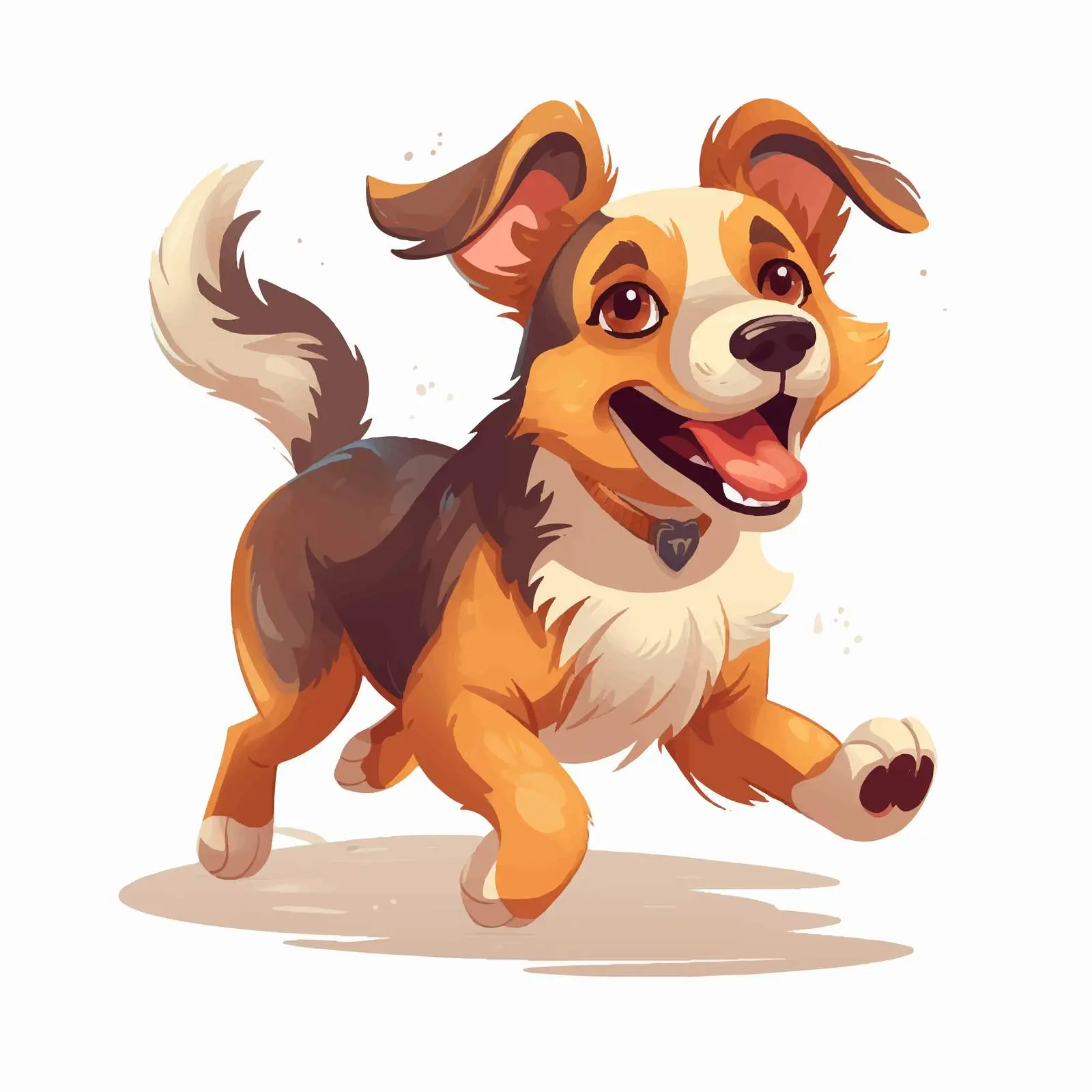 Happy Running Dog with Patched Coat — free download from Dotvec