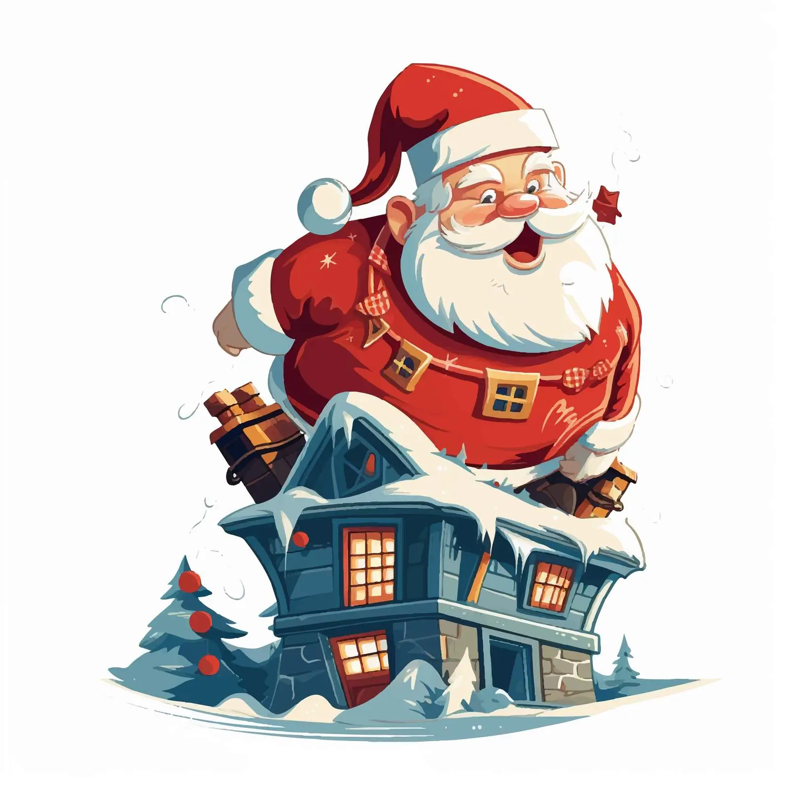 Santa Claus Climbing Chimney with Gifts — free download from Dotvec