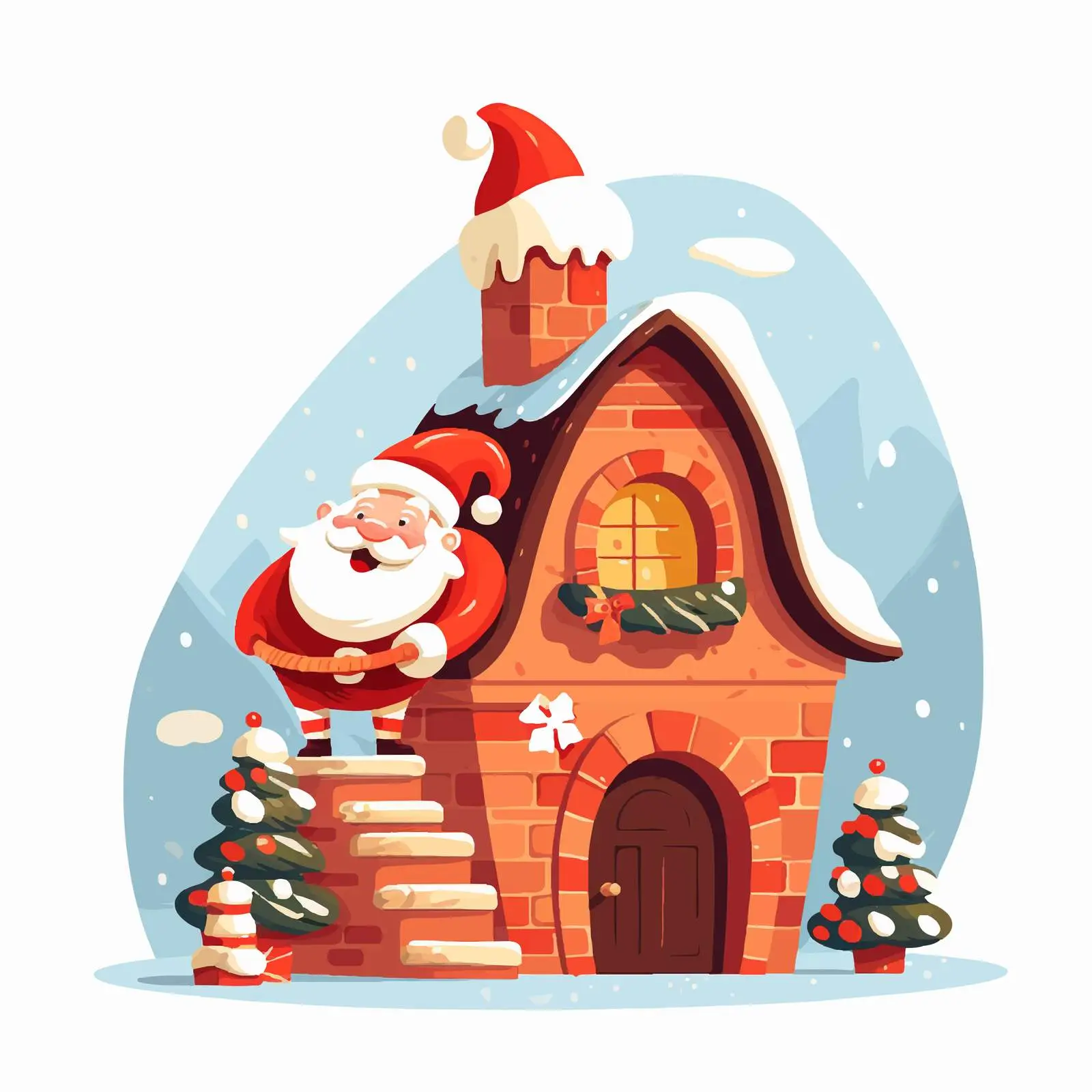 Santa Claus Climbing Chimney with Gifts — free download from Dotvec