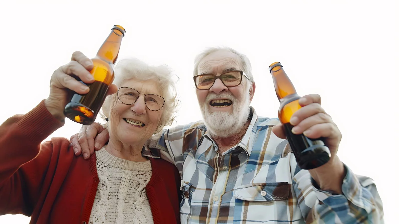 Elderly Couple Celebrating with Beer Outdoors — free download from Dotvec