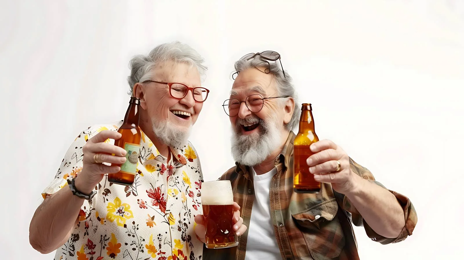 Joyful Senior Couple Toasting Beer Outdoors — free download from Dotvec