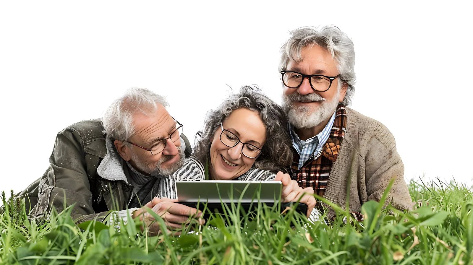 Elderly Couple Meadow Tablet Interaction — free download from Dotvec