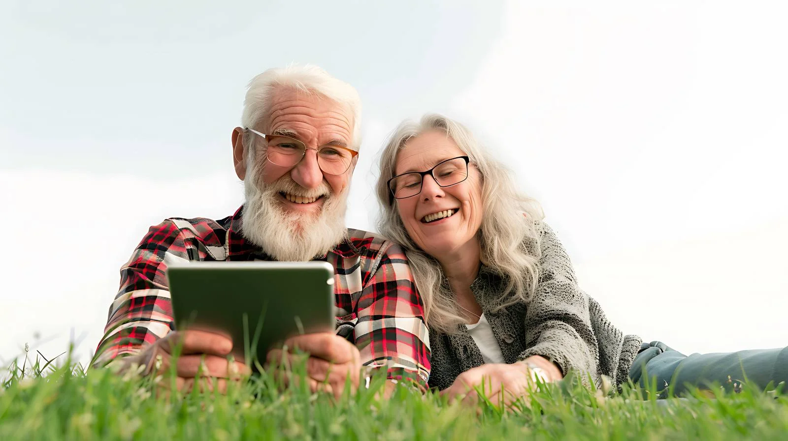 Joyful Senior Couple Using Tablet Outdoors — free download from Dotvec