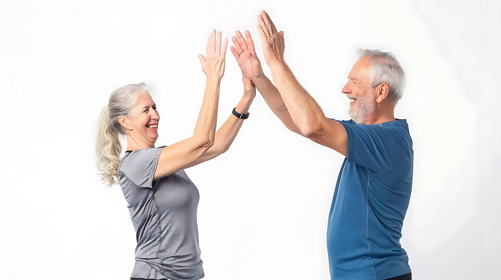 Senior Colleagues High-Fiving Celebration — free download from Dotvec