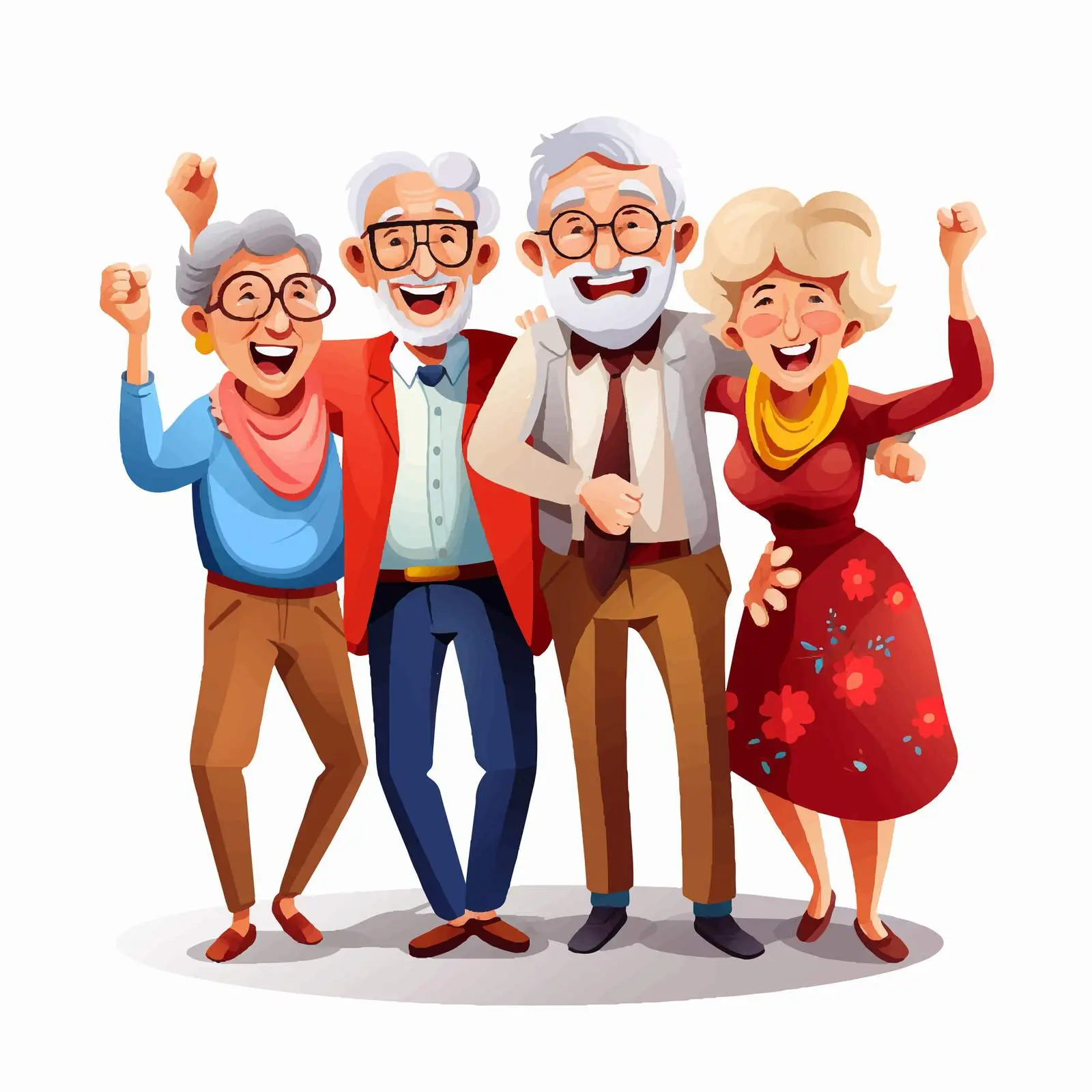 Happy Senior People Group Illustration Vector — free download from Dotvec