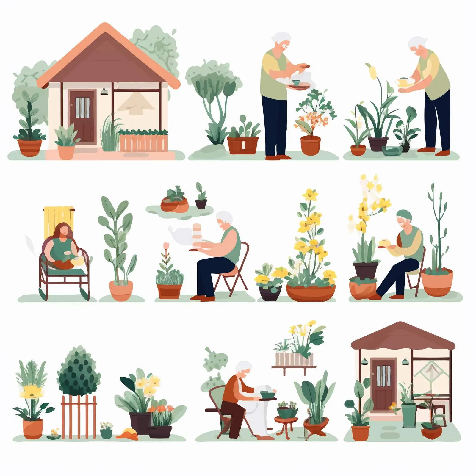 Senior People Gardening and Working Together — free download from Dotvec