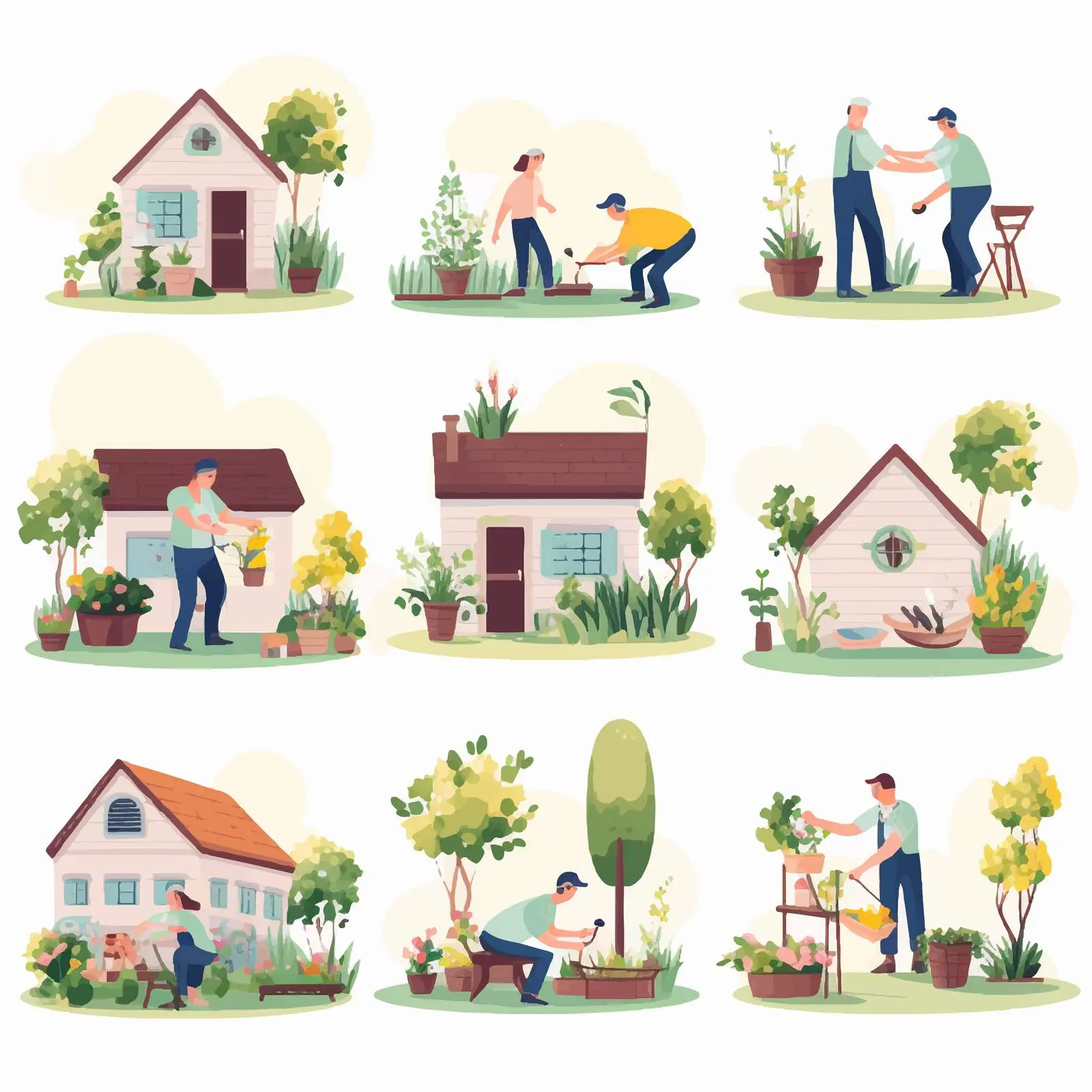 Happy Seniors Gardening and Working in Yard — free download from Dotvec