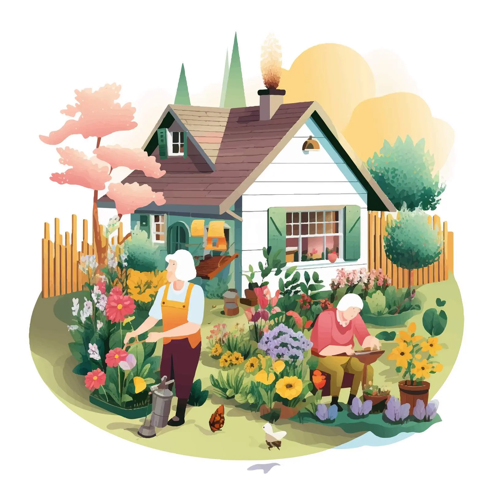 Happy Senior People Gardening Together — free download from Dotvec