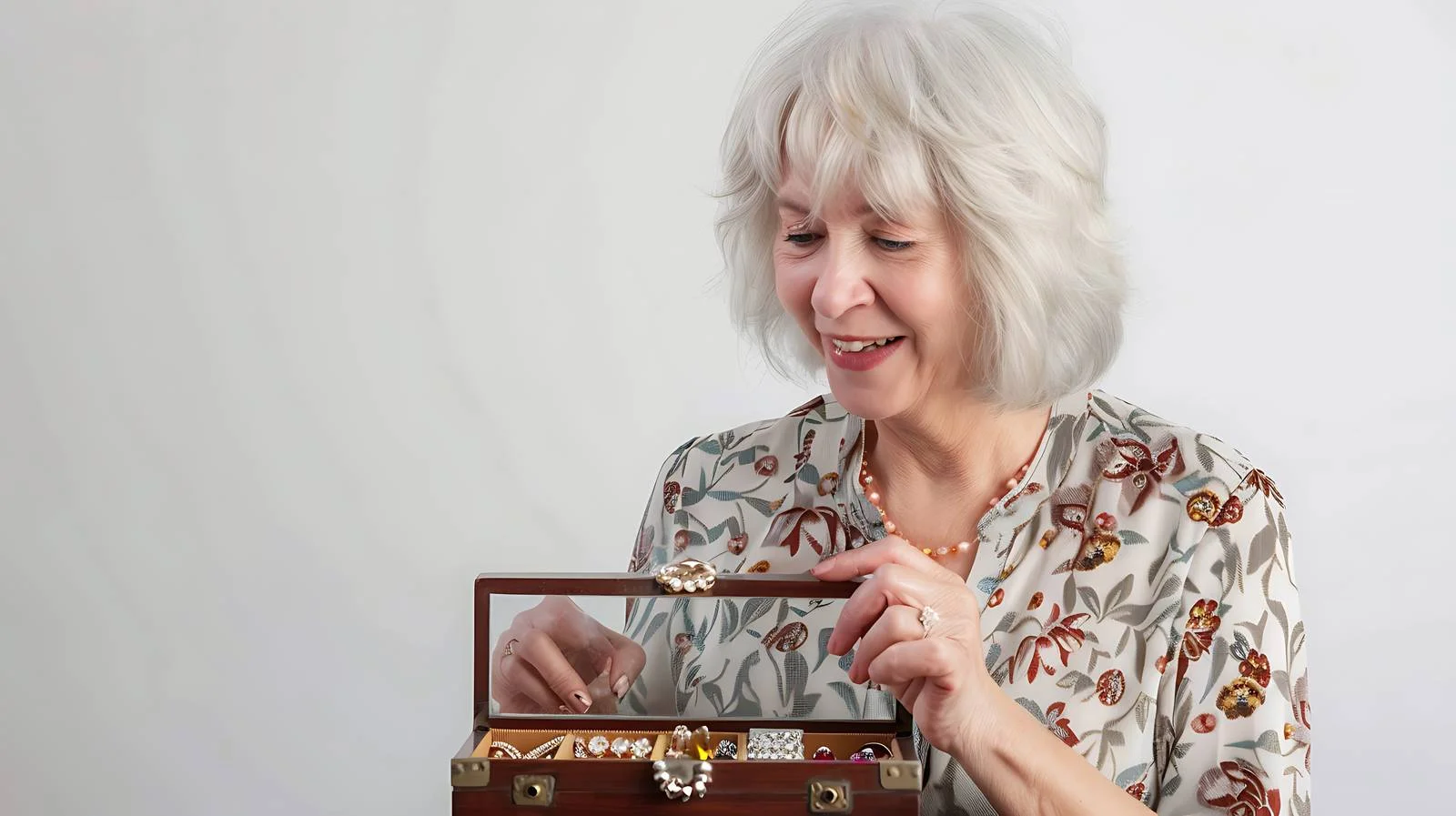 Senior Woman with Jewelry Box at Home — free download from Dotvec