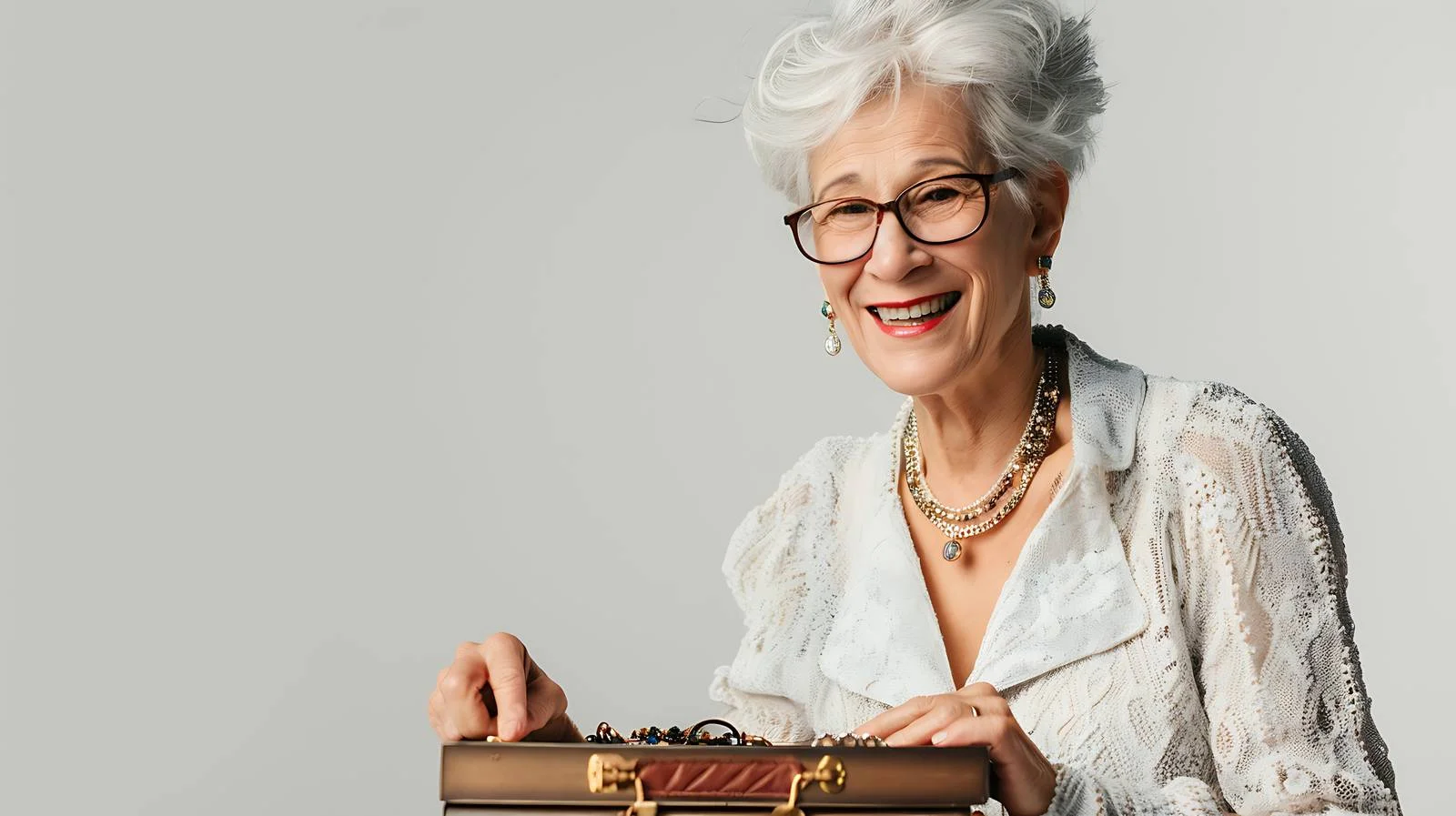 Elderly Woman Jewelry Box Exploration — free download from Dotvec