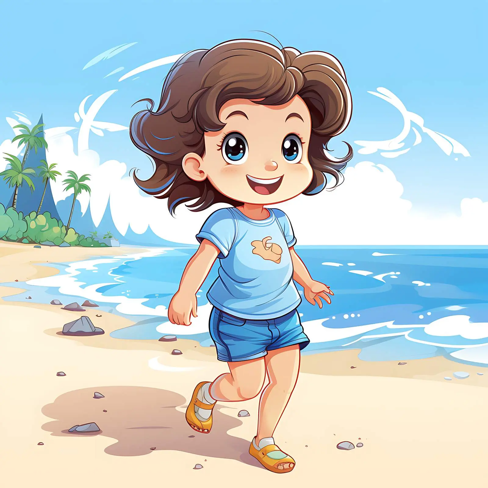 Cute Girl at Summer Coast — free download from Dotvec