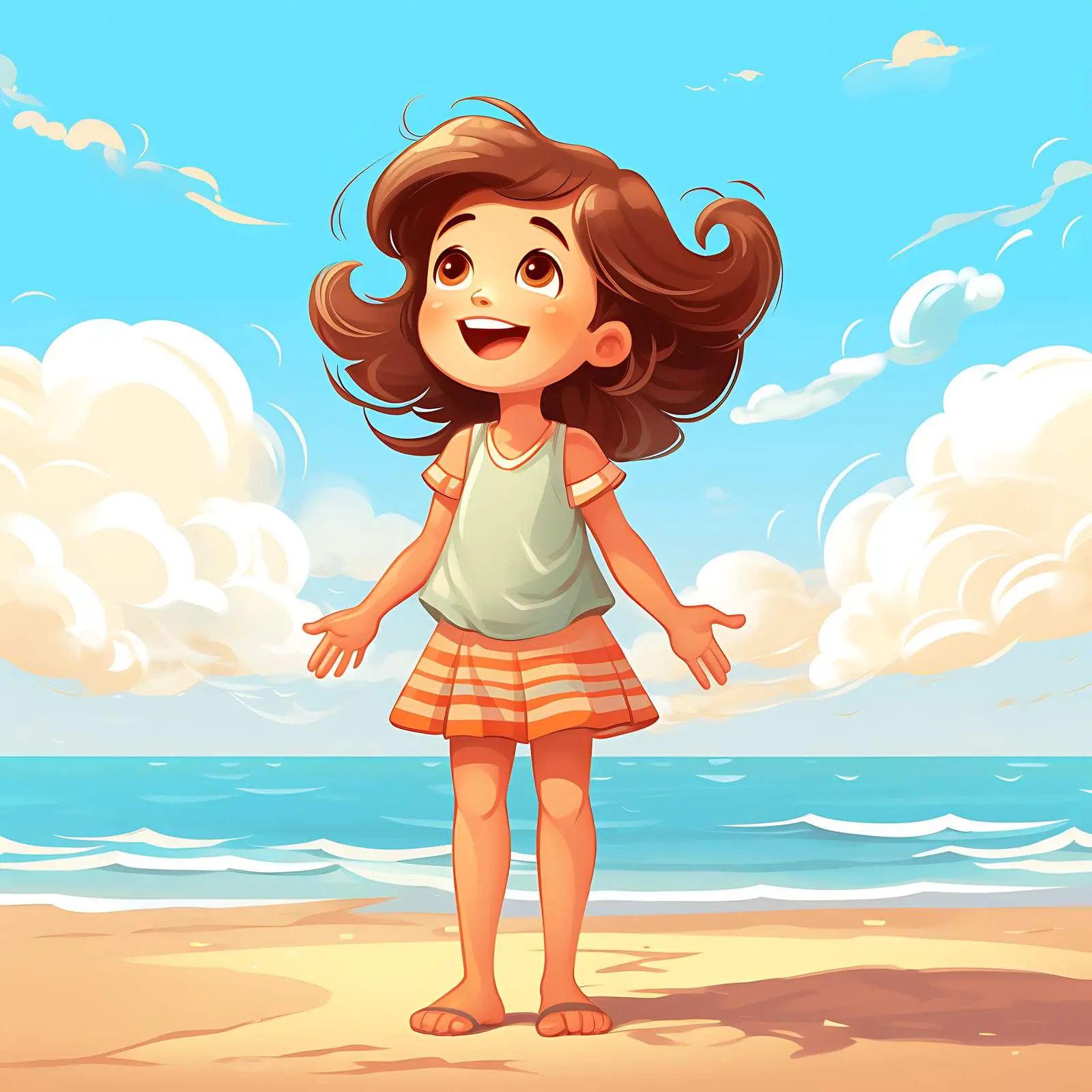 Cute Girl on Summer Coast — free download from Dotvec