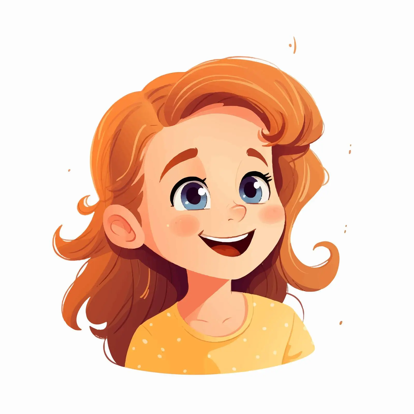 Smiling Girl Head Portrait with Freckles — free download from Dotvec