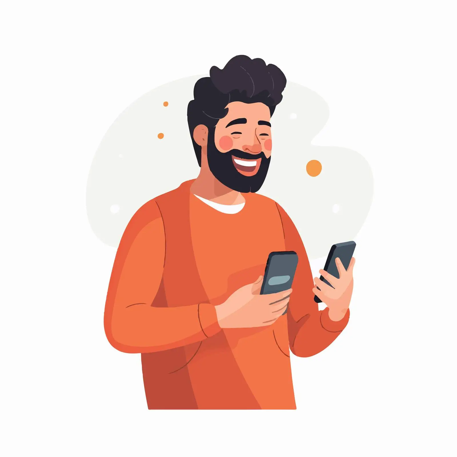 Happy Man Holding Smartphone Vector Illustration — free download from Dotvec