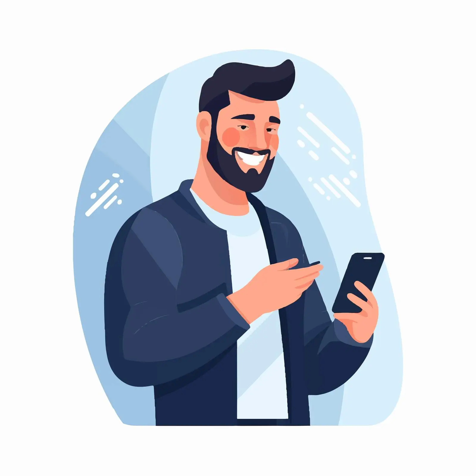 Smiling Man Using Smartphone in Hand — free download from Dotvec