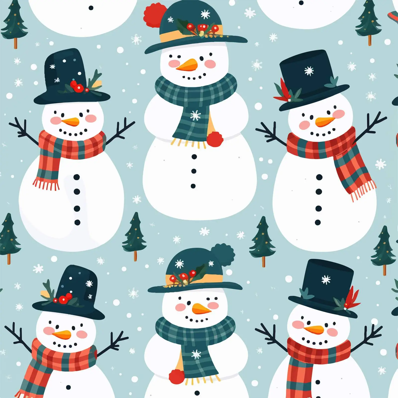 Seamless Christmas Snowmen Pattern Background — free download from Dotvec