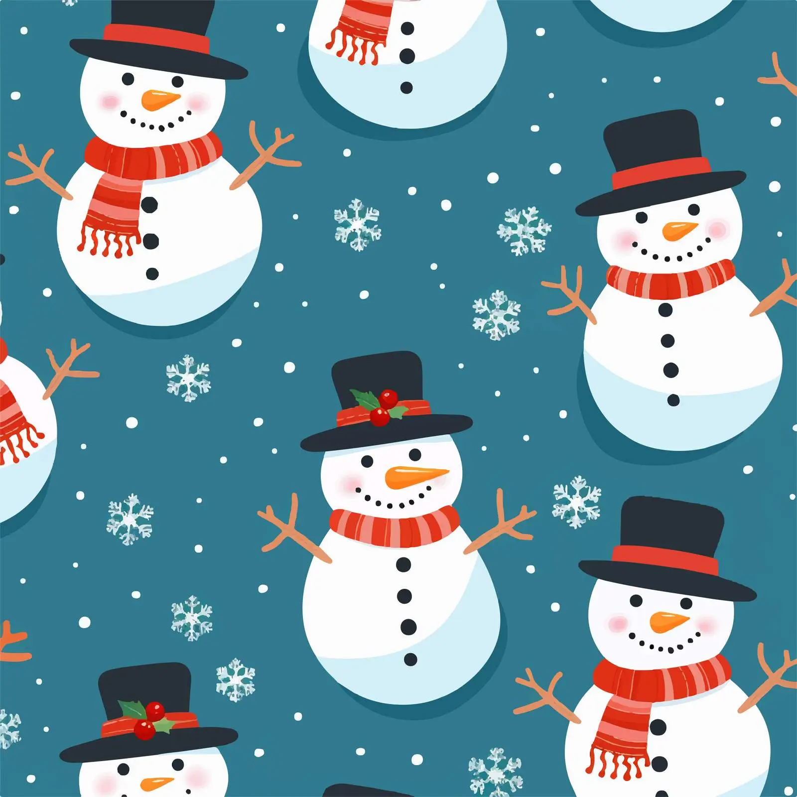 Seamless Christmas Snowmen Pattern Background — free download from Dotvec