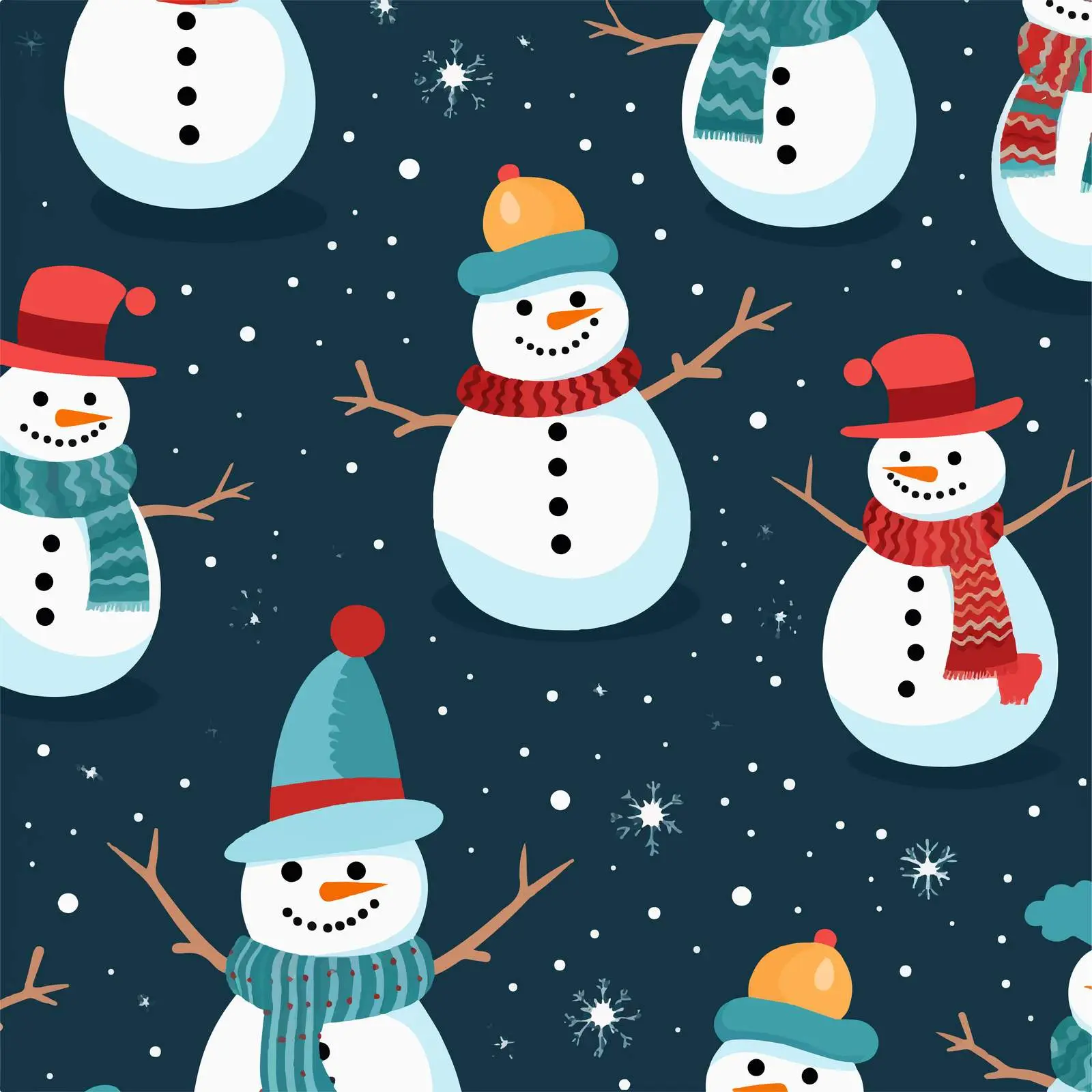 Seamless Christmas Snowmen Pattern Background — free download from Dotvec