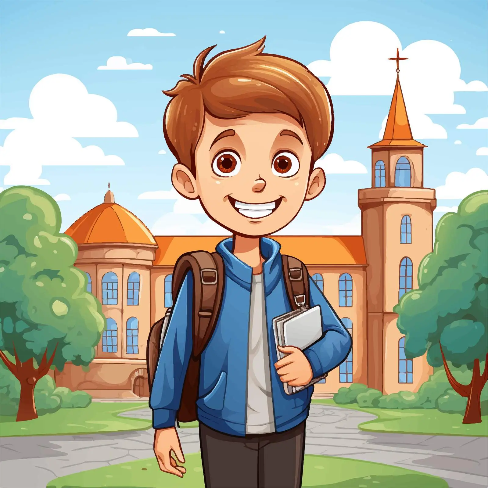 Happy Student Cartoon Illustration for School — free download from Dotvec