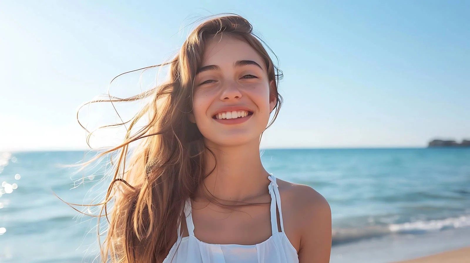 Joyful Teen at Clear Beach — free download from Dotvec