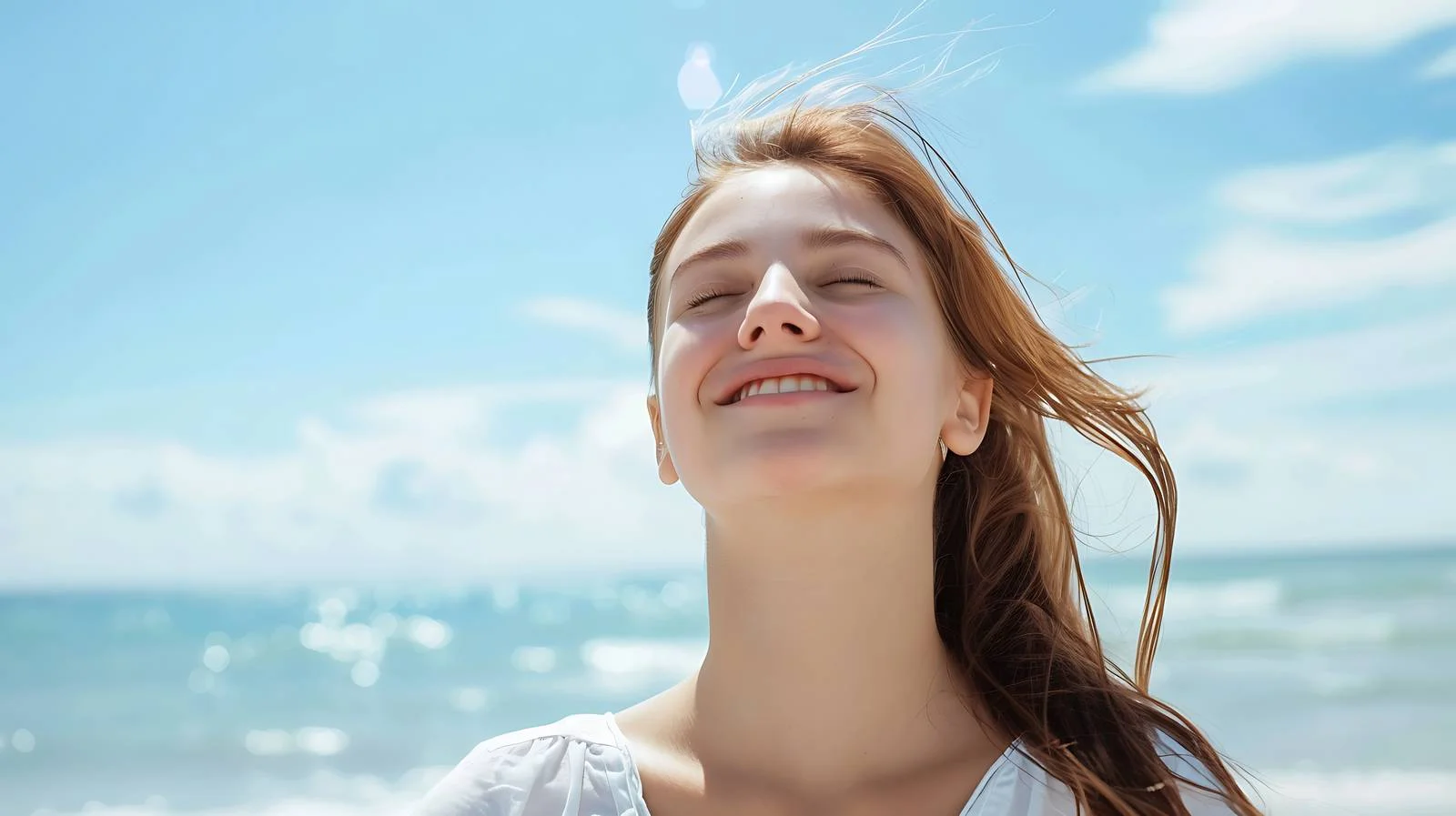 Joyful Teen Girl Beach Portrait — free download from Dotvec