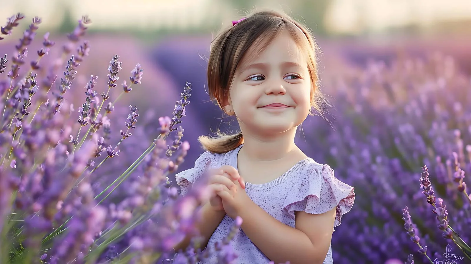 Joyful toddler in lavender field — free download from Dotvec