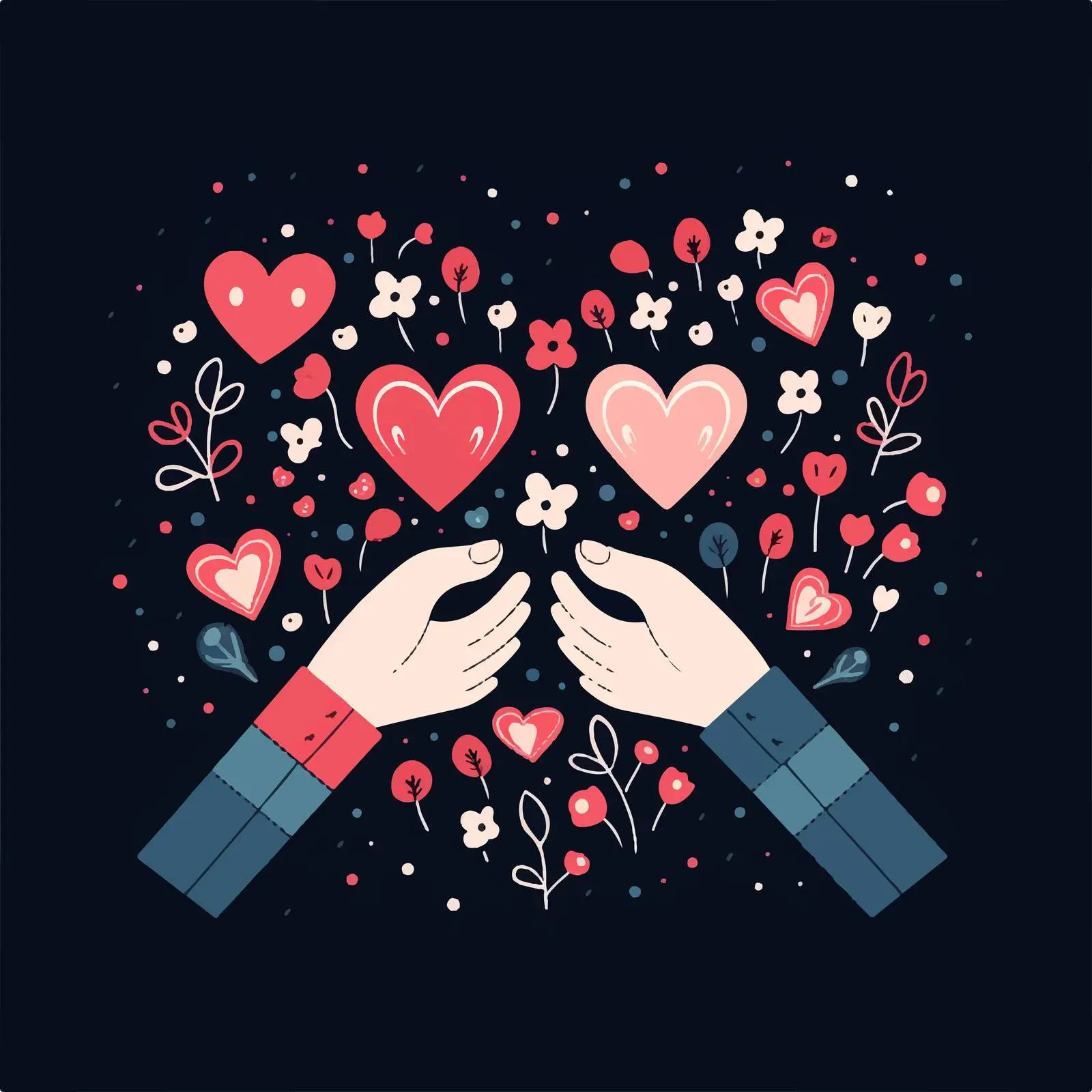 Cute Contour Hands of Lovers for Valentine's Day — free download from Dotvec