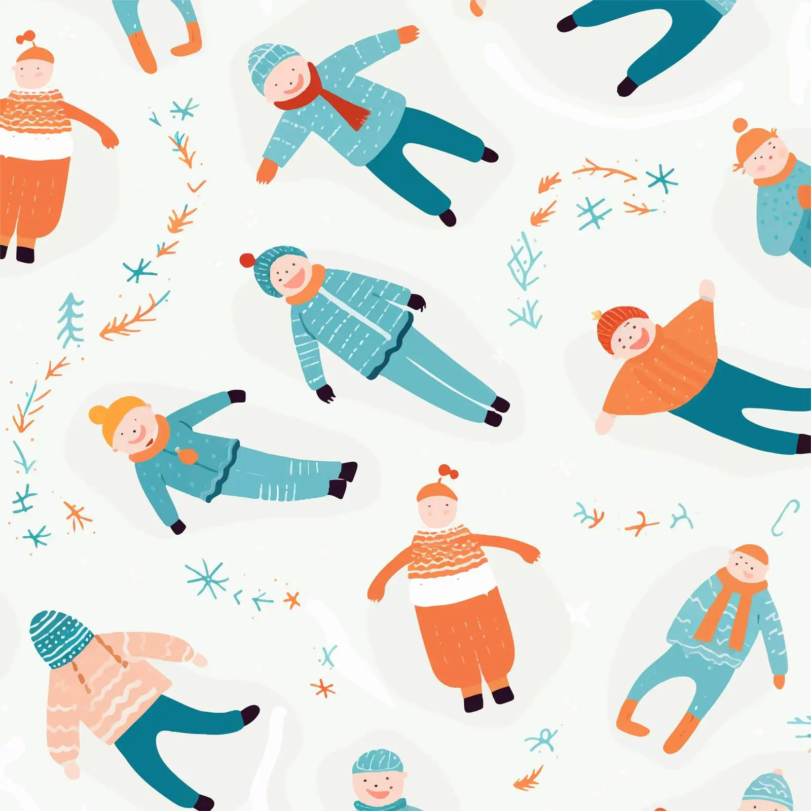 People Making Snow Angels Winter Holiday Pattern — free download from Dotvec