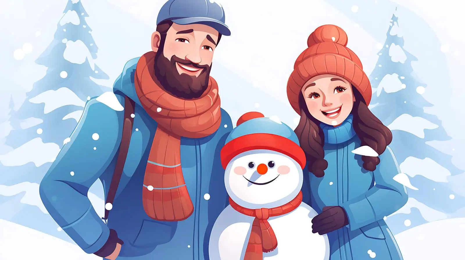 Winter Family Fun Vector Illustration — free download from Dotvec