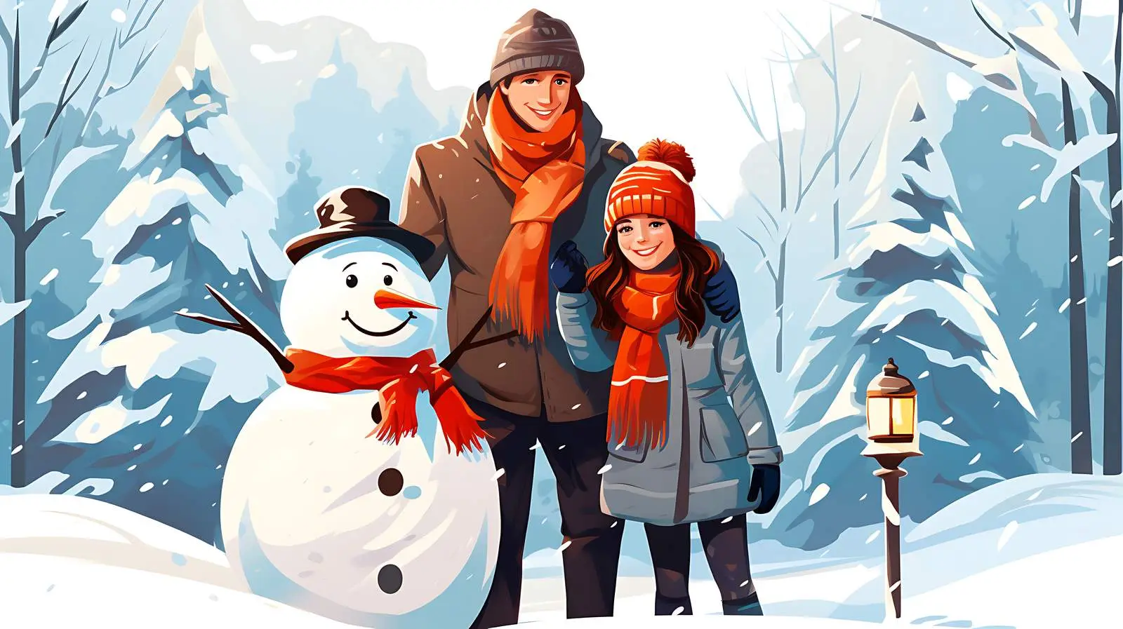 Winter Family Fun Vector Illustration — free download from Dotvec