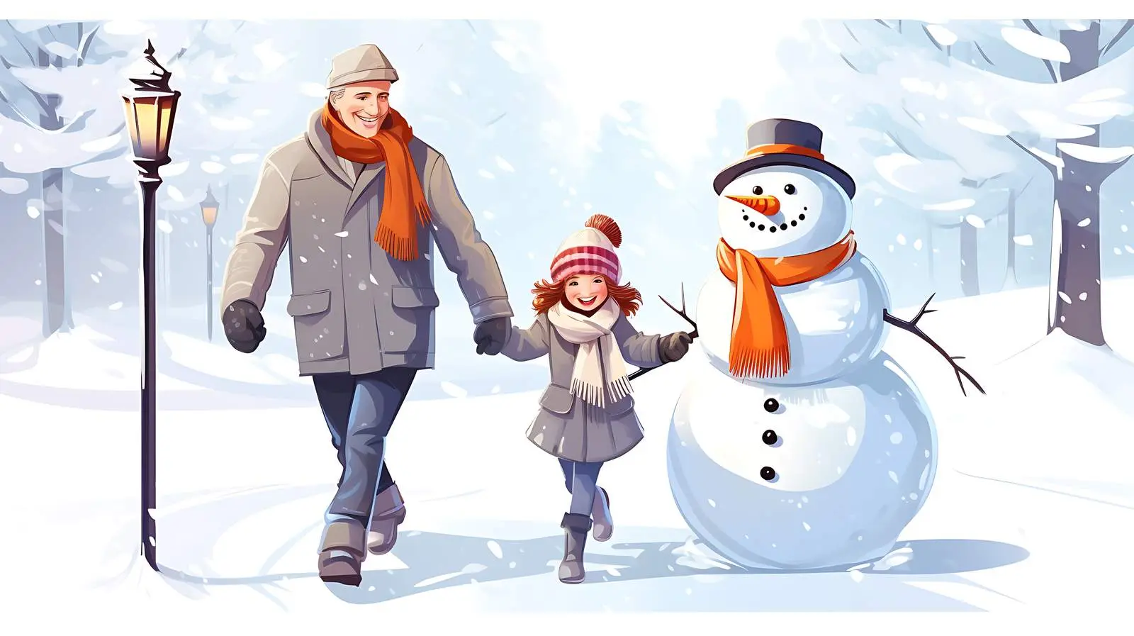 Winter Family Fun Vector Illustration — free download from Dotvec