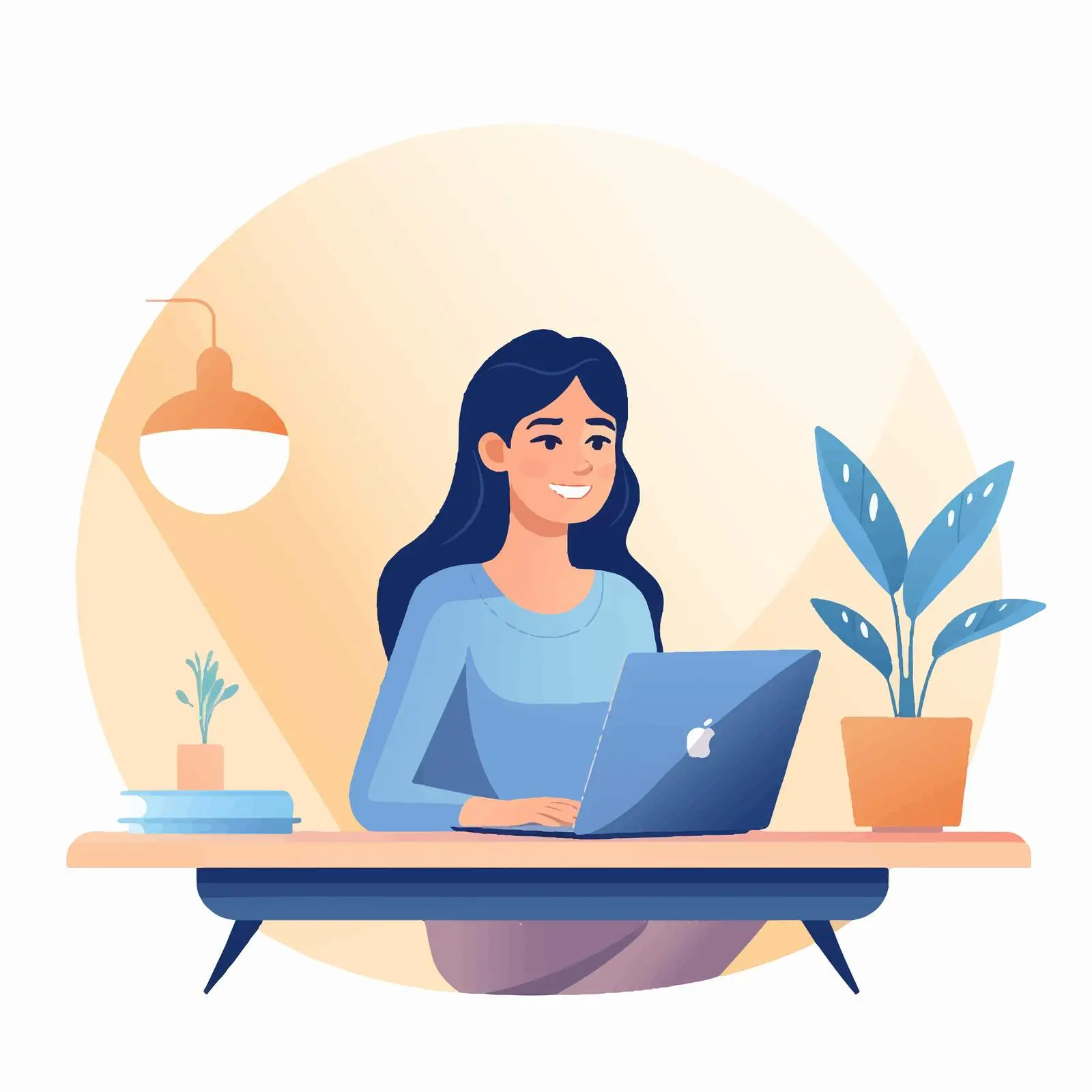 Happy Woman Working on Laptop at Home — free download from Dotvec