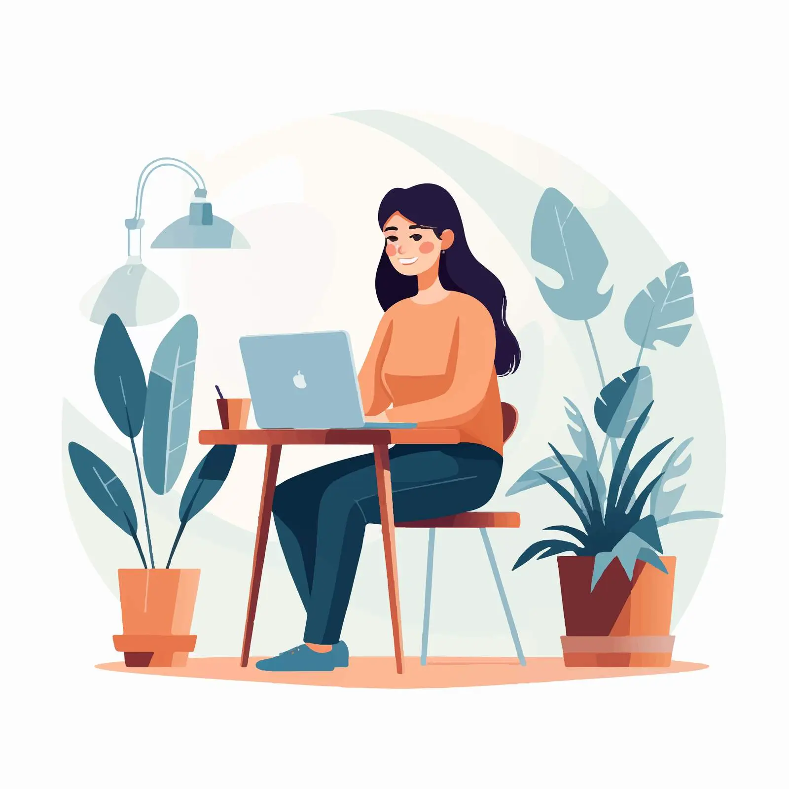 Happy Woman Working on Laptop Remotely — free download from Dotvec