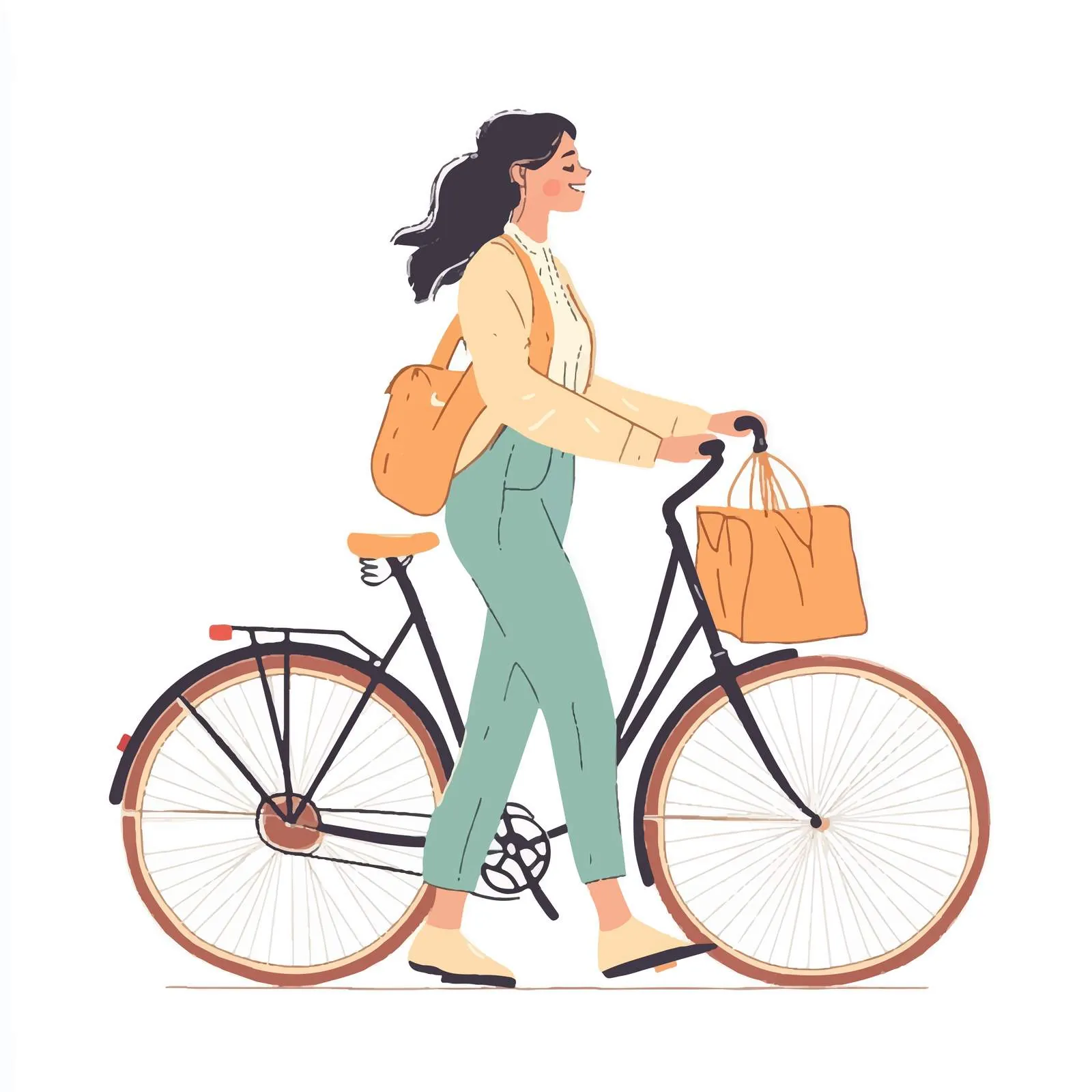 Happy Woman Cyclist with Bicycle Handlebar — free download from Dotvec