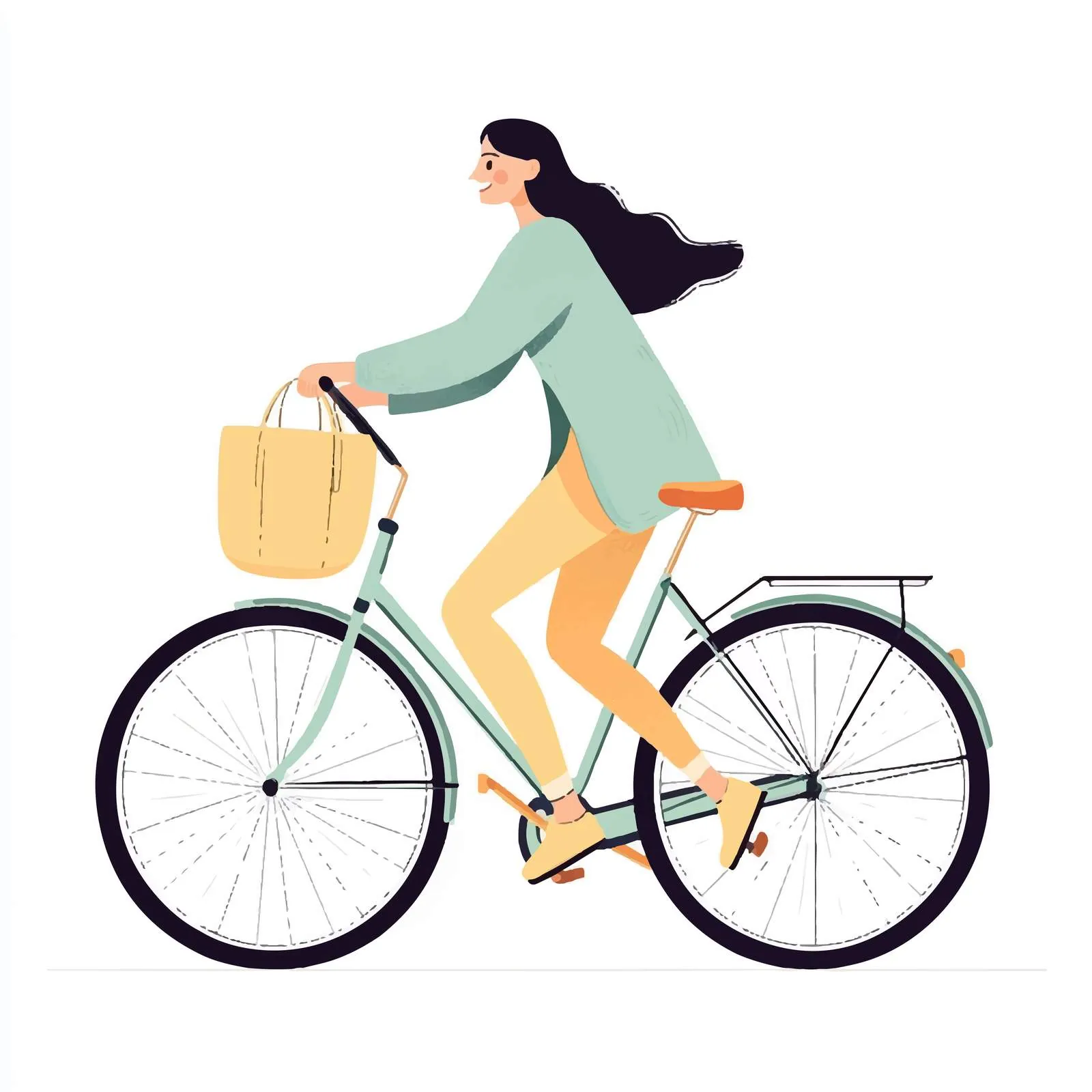Happy Woman Cyclist with Bicycle Handlebar – free active transportation image from Dotvec