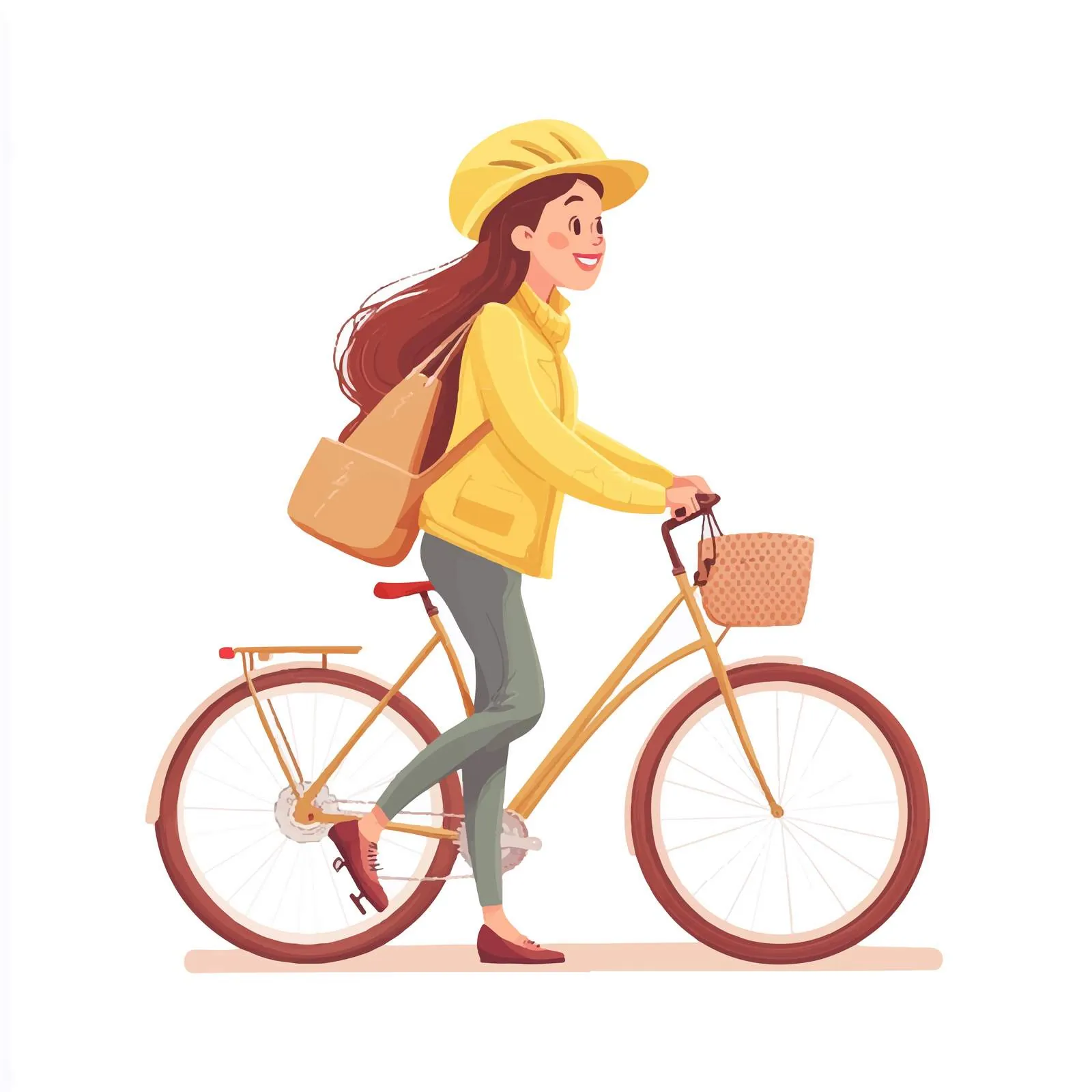 Happy Woman Cyclist with Bicycle Handlebar — free download from Dotvec