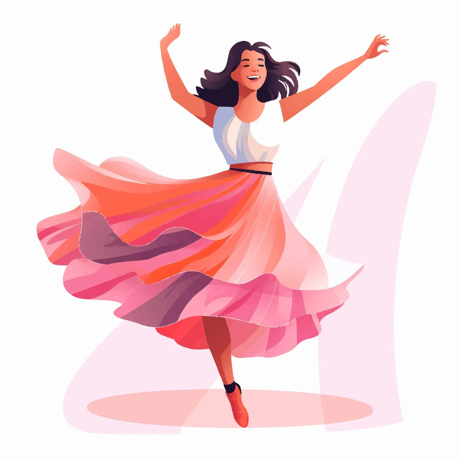 Joyful Woman Dancing to Music Vector Art — free download from Dotvec