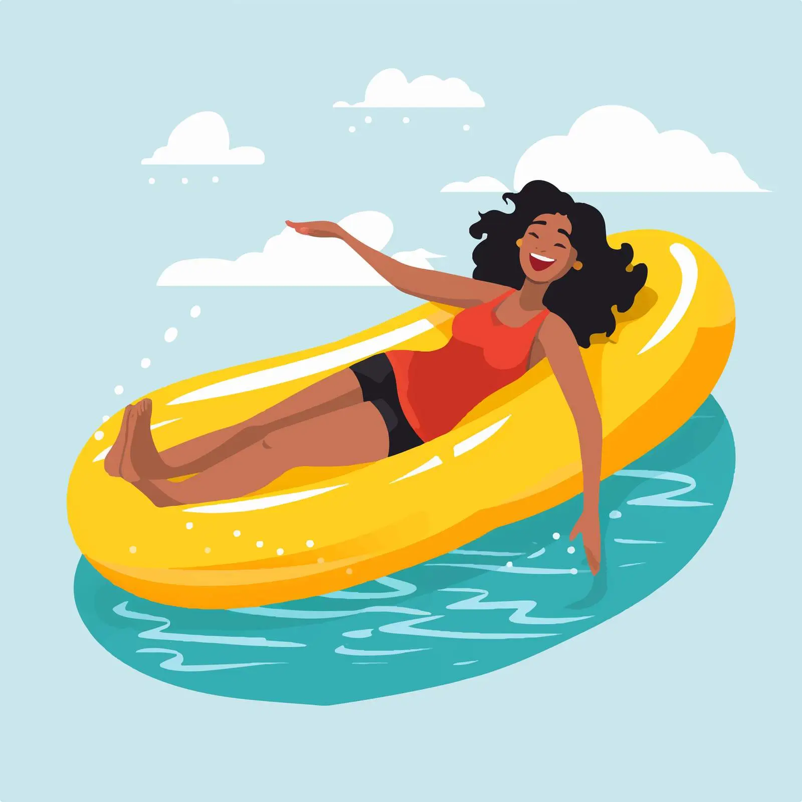 Happy Woman on Inflatable Banana Float — free download from Dotvec
