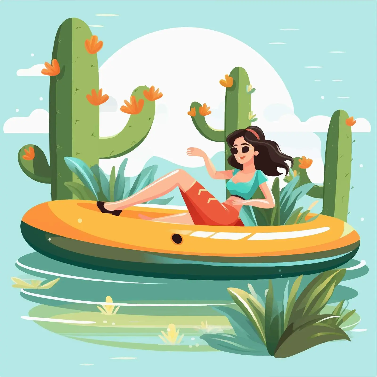 Woman Relaxing on Inflatable Mattress in Pool — free download from Dotvec