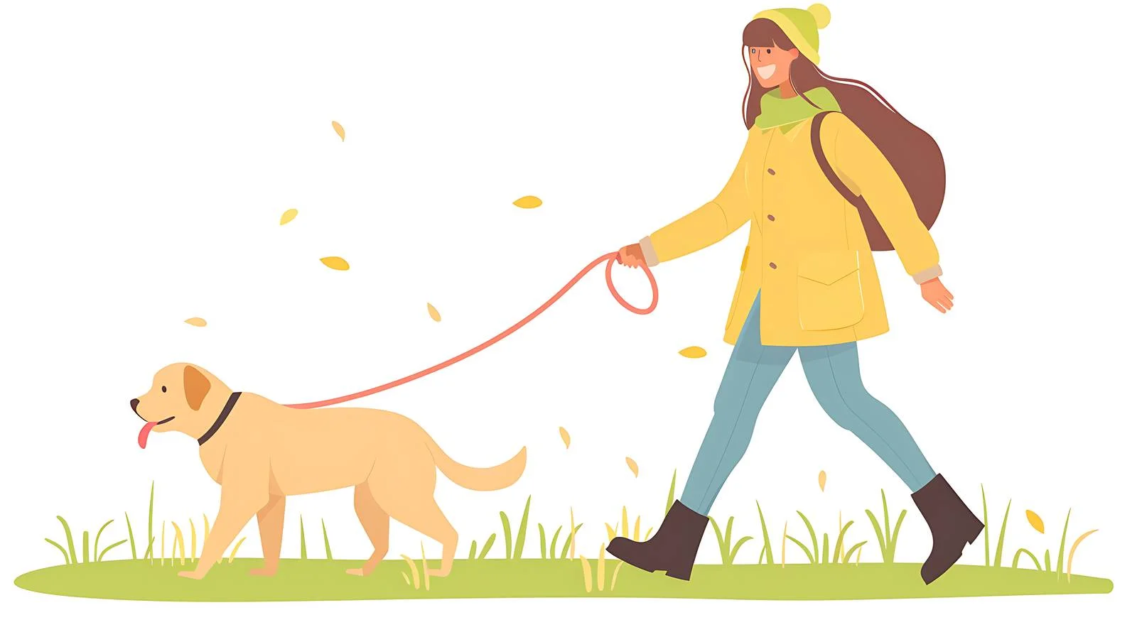 Joyful Woman Walking Labrador in Urban Park — free download from Dotvec