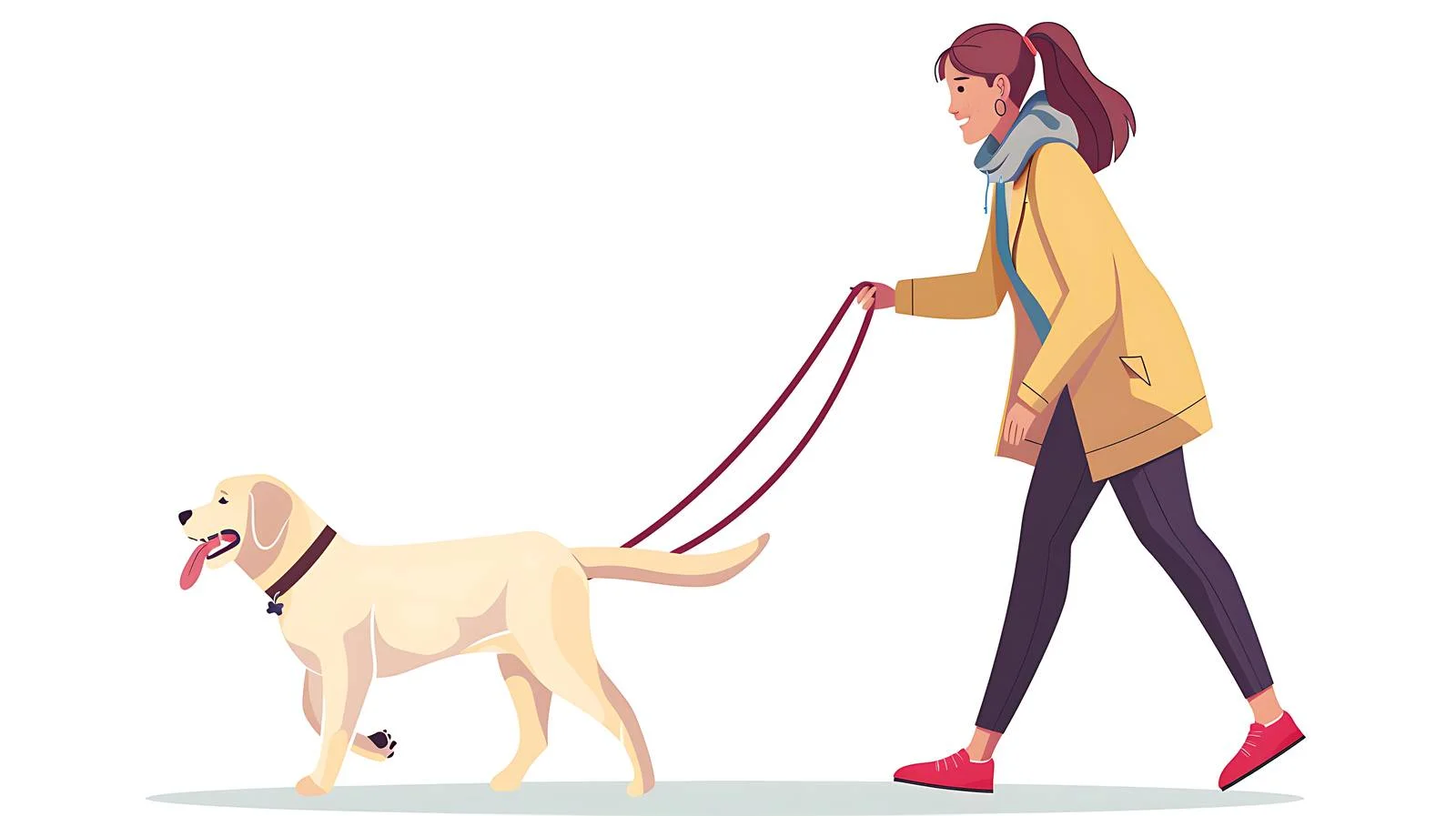 Joyful Woman Walking Labrador in Urban Park — free download from Dotvec
