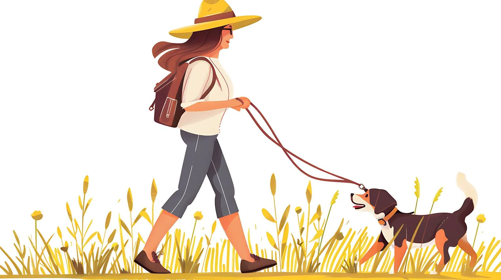 Joyful Dog Walking in Field — free download from Dotvec