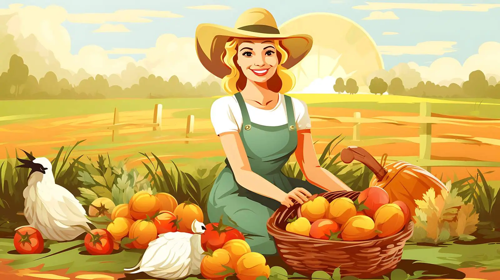 Joyful Harvesting on Rural Farm — free download from Dotvec