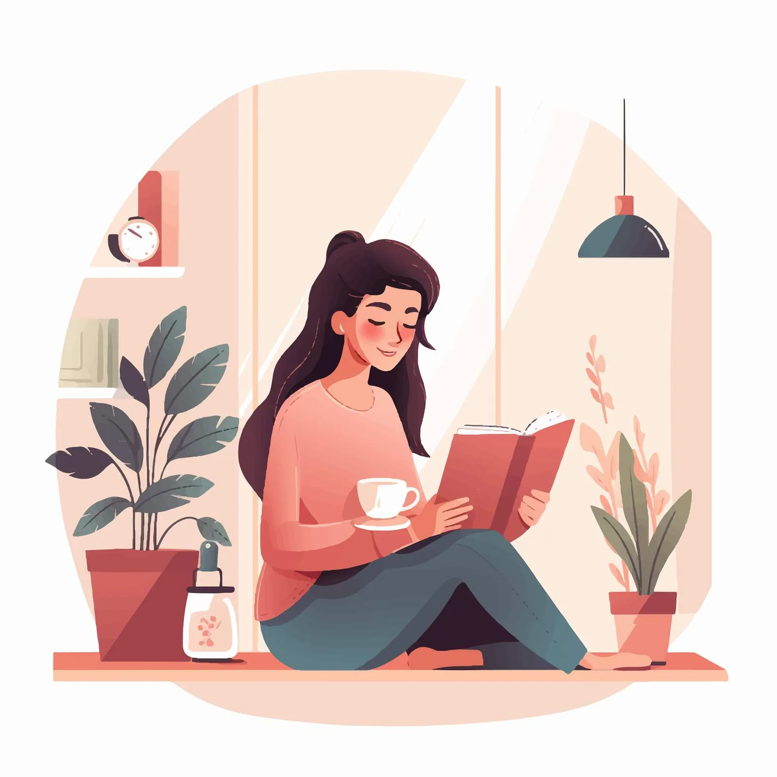 Woman Reading Book at Cafe Table — free download from Dotvec