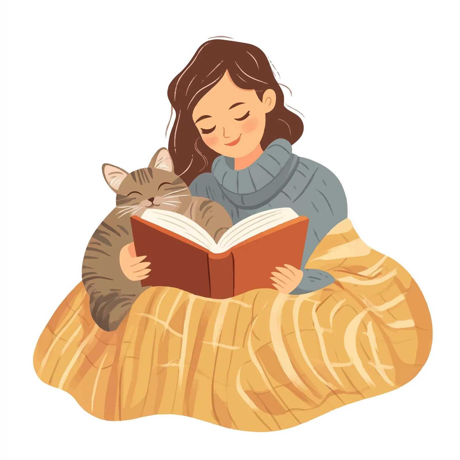 Woman Reading with Cat Sleeping on Her Lap — free download from Dotvec