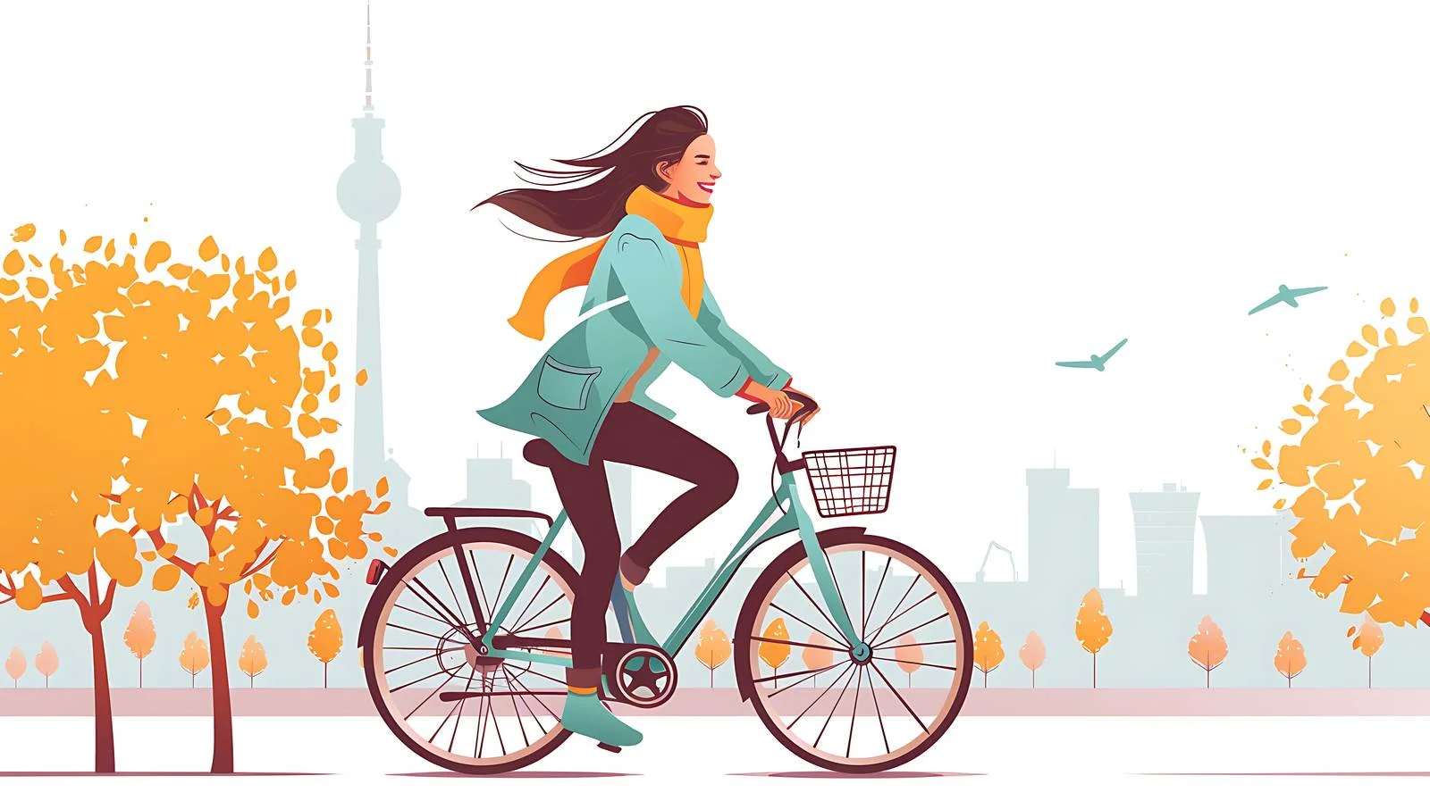 Joyful Woman Cycling in Urban Berlin — free download from Dotvec